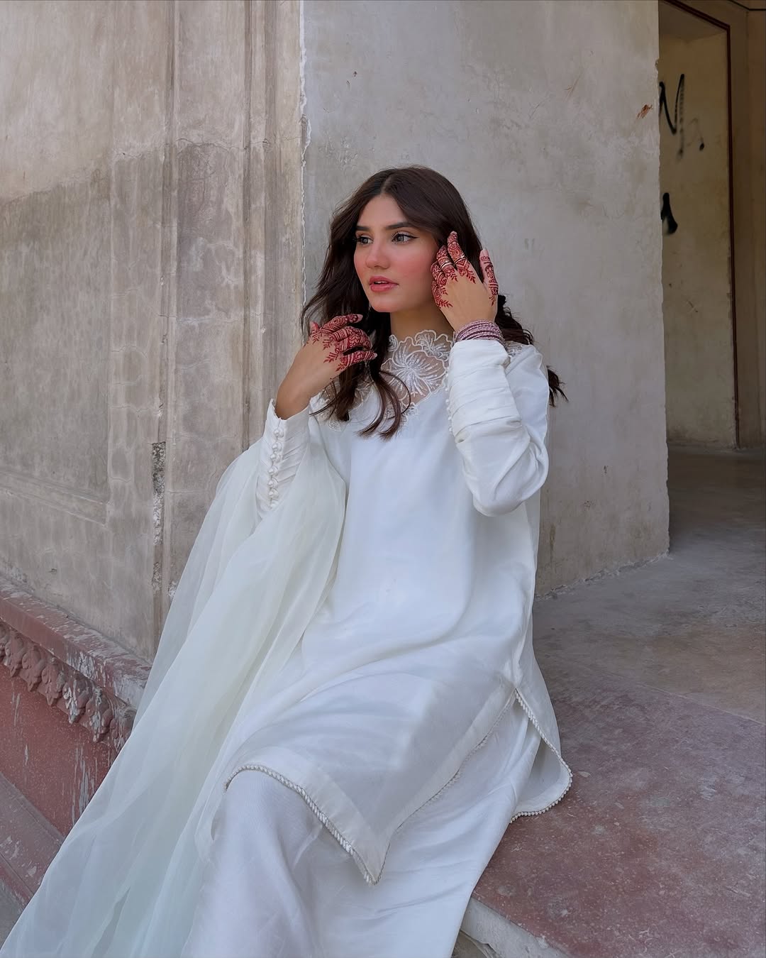 Ivory Organza Handwork Farshi Salwar main image 1